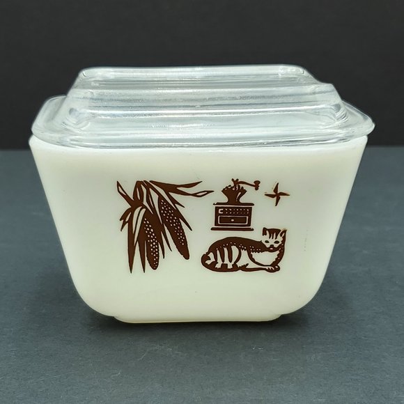 Pyrex Early American 501B Refrigerator Dish Glass Lid White 1.5 Cup Fridgie - Picture 1 of 9